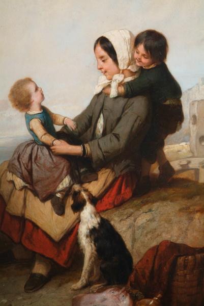 Mère et enfants à la plage