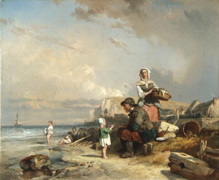 Scène familiale au bord de la mer