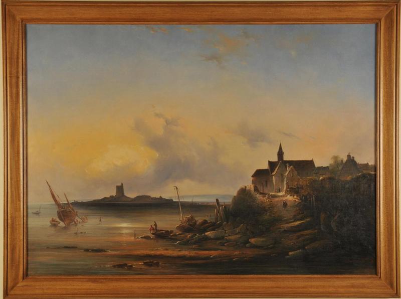 Port de Saint-Vaast-la-Hougue, marée basse, soleil couchant (titre de Salon) Marine, vue de Saint-Vaast-la-Hougue, marée basse