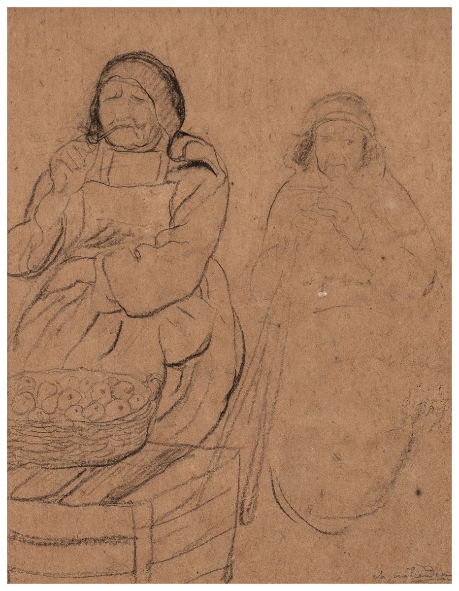 Marchande de fruits fumant la pipe