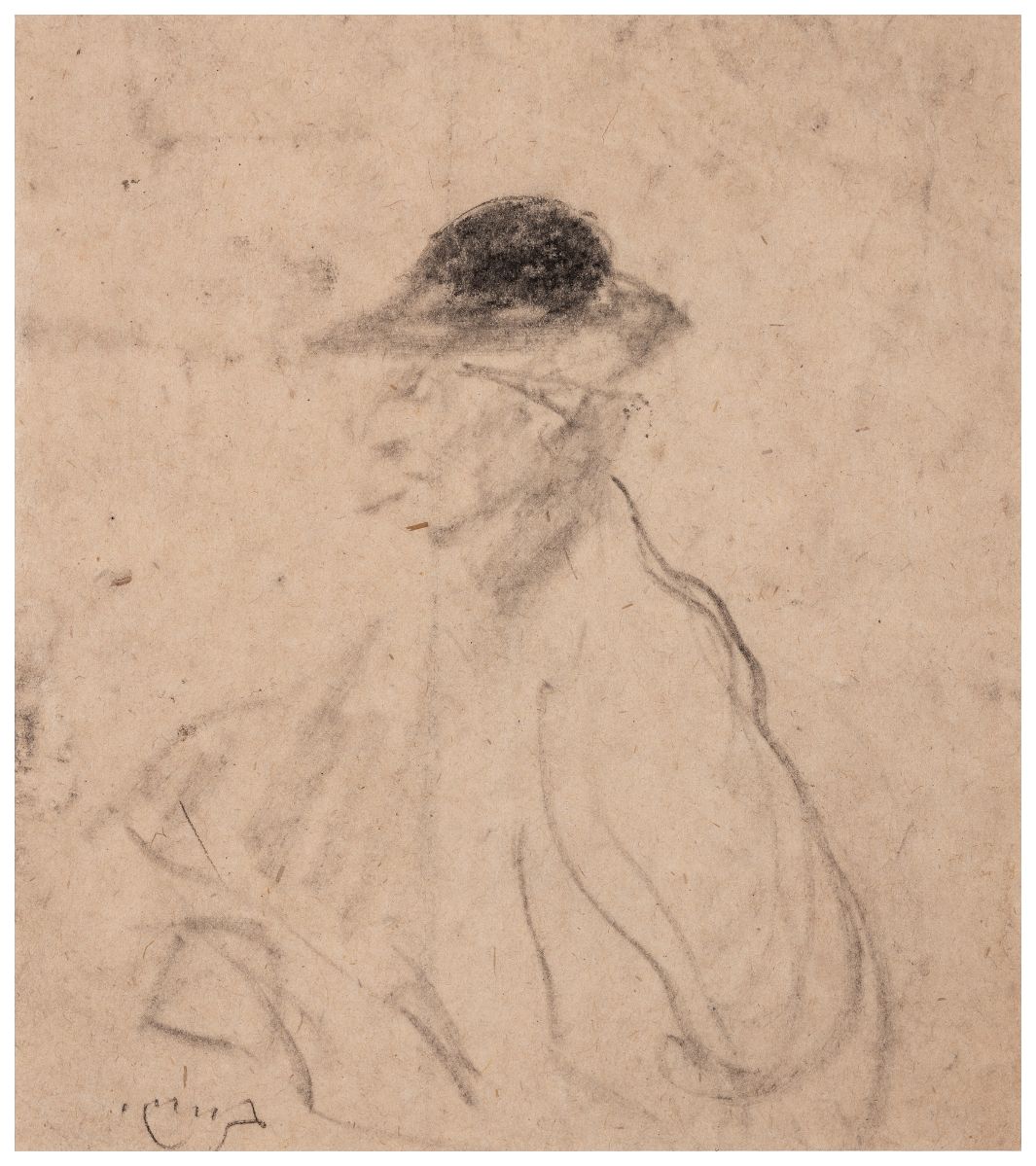 Homme à la pipe, chapeau foncé