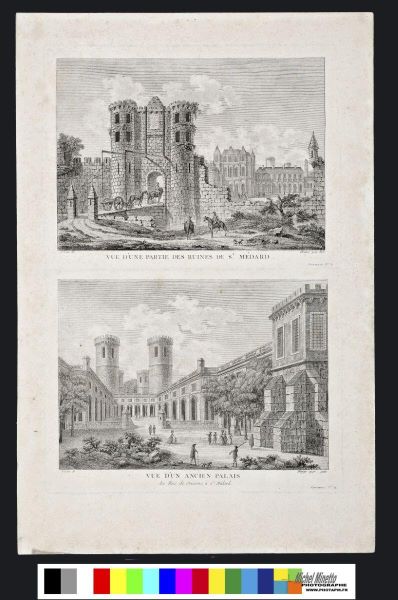 Vue d’une partie des ruines de Saint-Médard. / Vue d'un ancien palais des rois de Soissons à Saint-Médard.