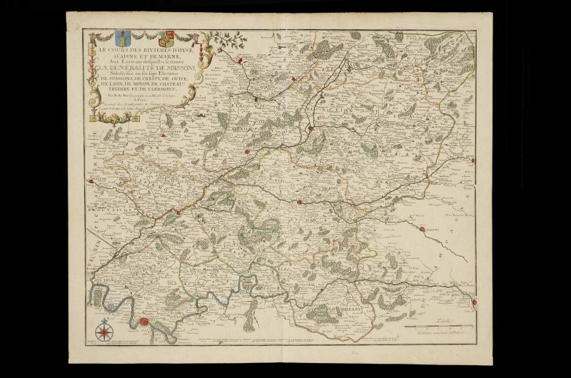 Carte du cours des rivères de l'Oise, de l'Aisne et de la Marne