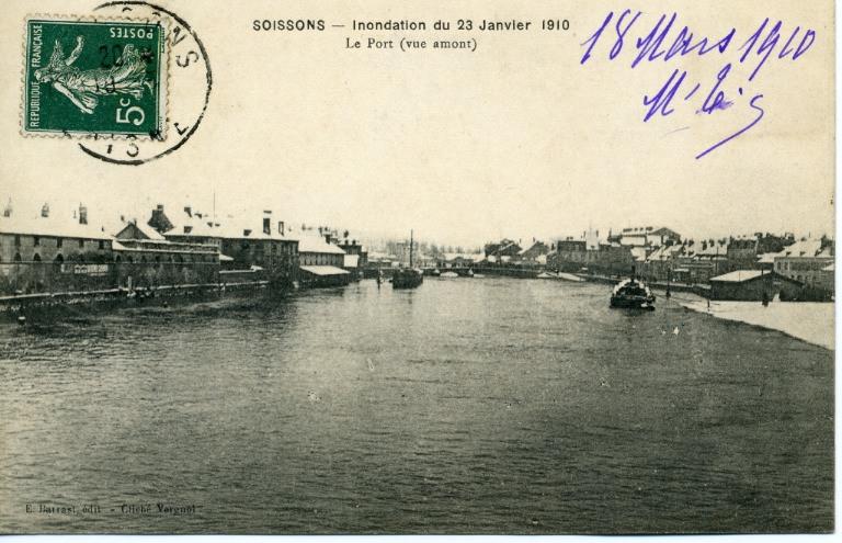 Soissons - Inondation du 23 janvier 1910 - Le port (vue amont)