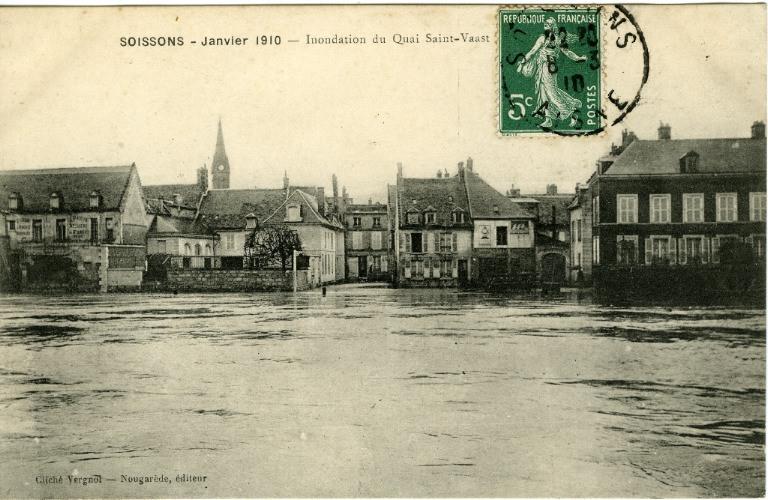 Soissons - Inondation du quai Saint-Vaast (Saint-Waast)