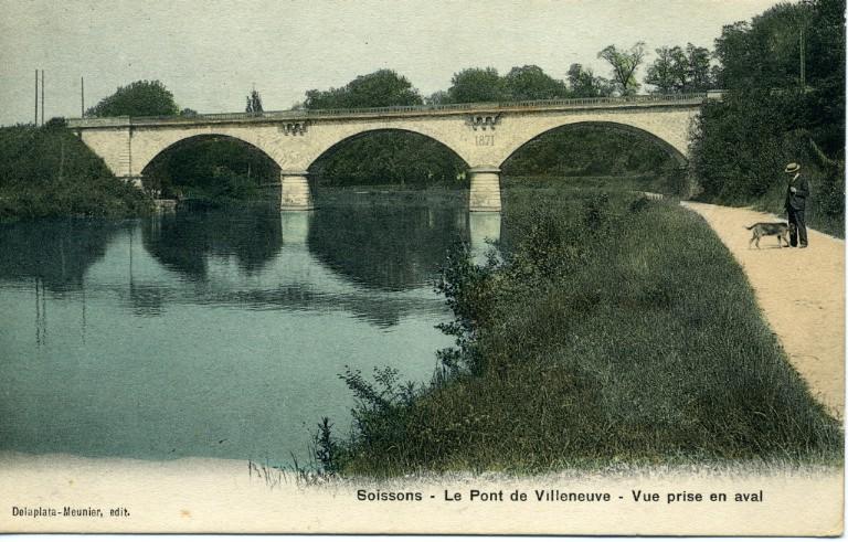 Soissons - Le pont de Villeneuve - Vue prise en aval