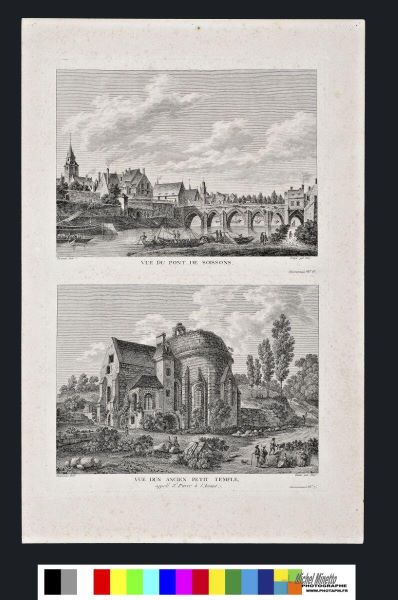 Vue du pont de Soissons. / Vue d'un ancien petit temple appelé Saint-Pierre à l'Assaut.