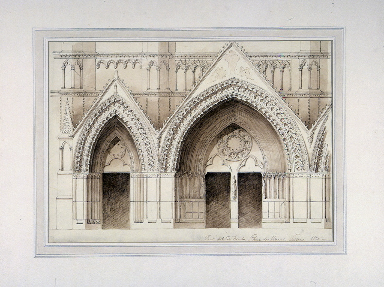 Détail de la façade occidentale de l'église Saint-Jean-des-Vignes à Soissons