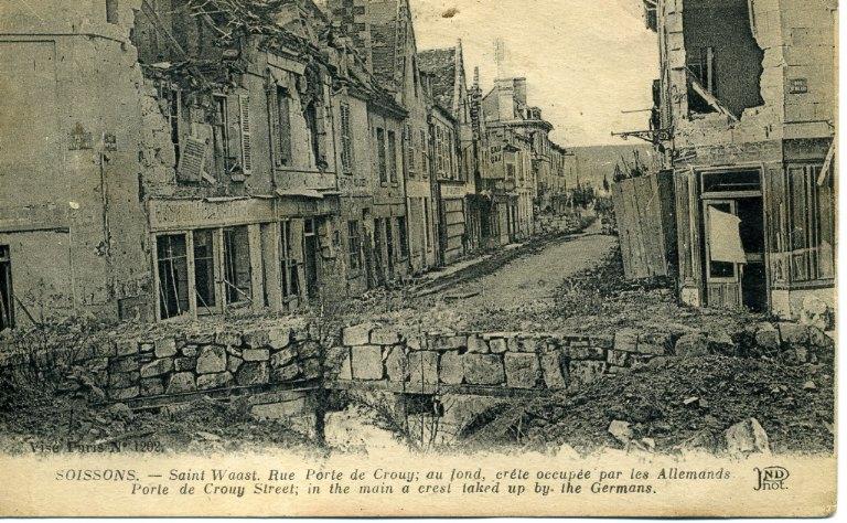 Soissons - Saint-Waast, Rue Porte de Crouy, crête occupée par les Allemands