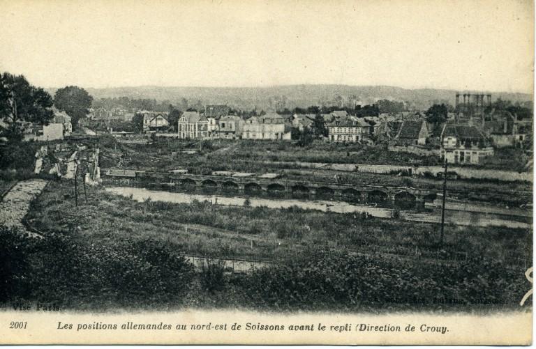 Soissons - Les positions allemandes au Nord-Est de Soissons avant le repli (direction de Crouy)