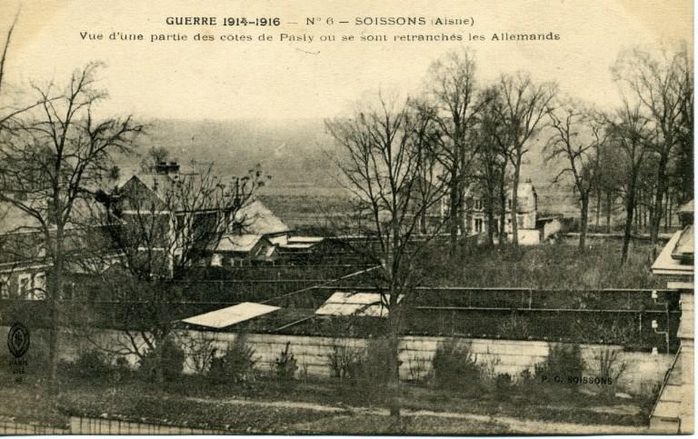 Guerre 1914-1916 - Soissons - Vue d'une partie des côtes de Pasly où se sont retranchés les Allemands