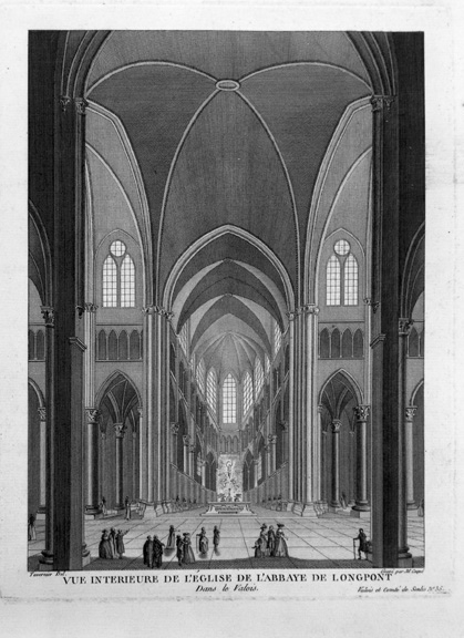 Vue intérieure de l’église de l’abbaye de Longpont dans le Valois