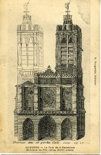 Soissons - La Tour de la Cathédrale (Bréviaire de Fitz James XVIIIème)