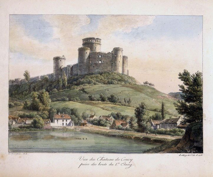 Vue du château de Coucy, prise des bords du premier étang