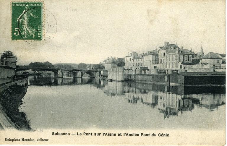 Soissons - Le pont sur l'Aisne et l'ancien pont du génie