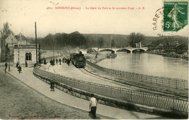 Soissons - La gare du port et le nouveau pont