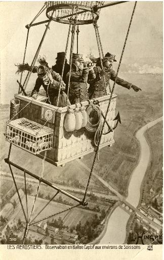 Les aérostiers. Observation en Ballon Captif aux environs de Soissons