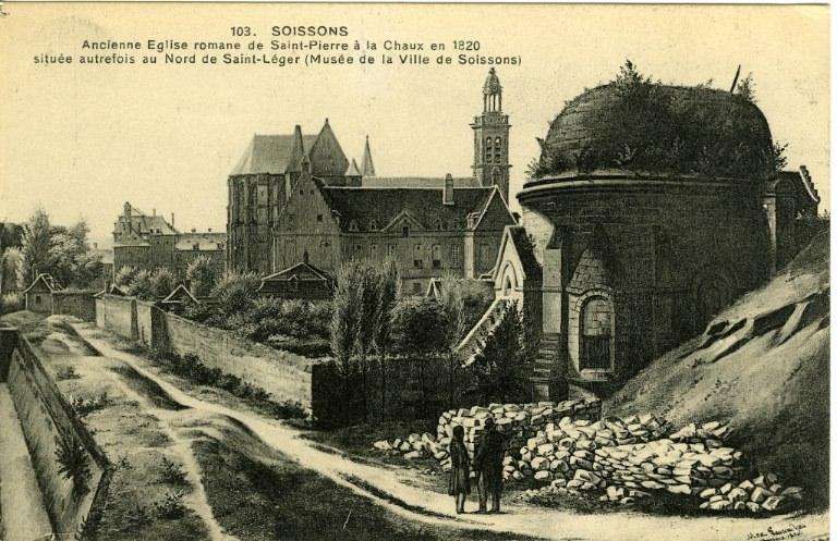 Soissons - Ancienne Eglise romane de Saint-Pierre à la Chaux en 1820 située autrefois au Nord de Saint-Léger (musée de la ville de Soissons)