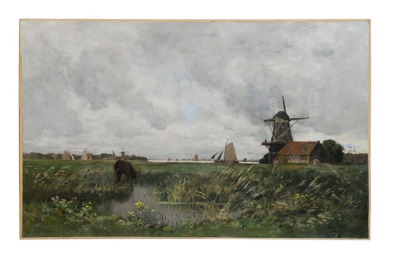 bORDS DE LA mEUSE AUX ENVIRONS DE dORDRECHT (titre ANCIEN) ; la Meuse devant Dordrecht