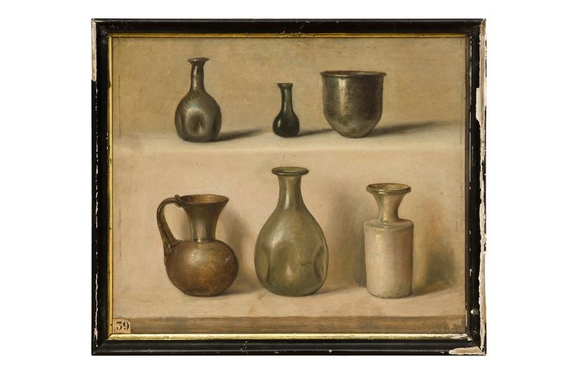 Six vases en verre gallo-romains