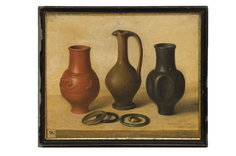 Trois vases gallo-romains, trois bracelets et une boucle d'oreille