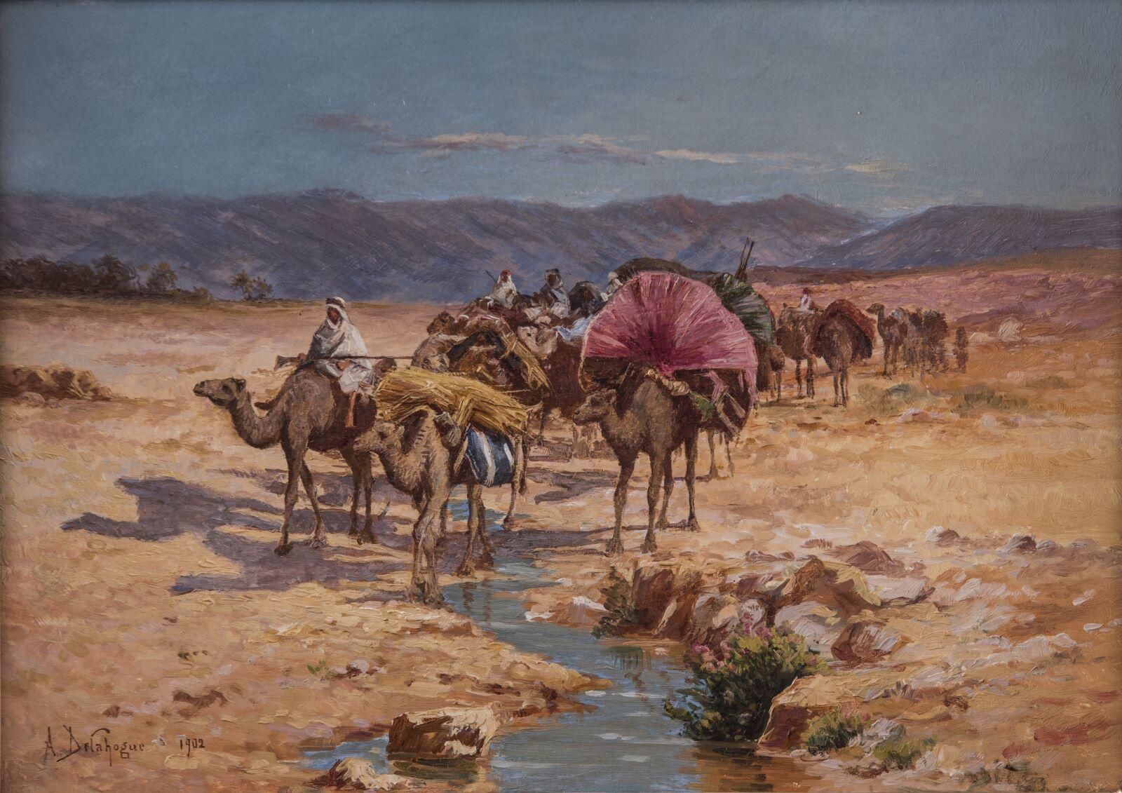 Caravane traversant l'oued