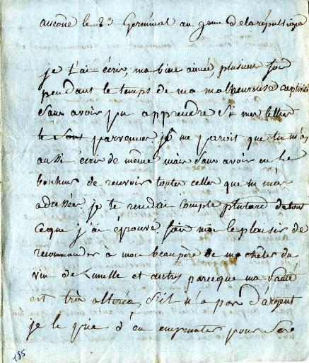 Lettre du Général Dumas à sa femme, Ancône le 23 germinal an 9e de la République (13 avril 1801)