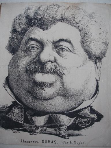 Caricature d'Alexandre Dumas père en mousquetaire