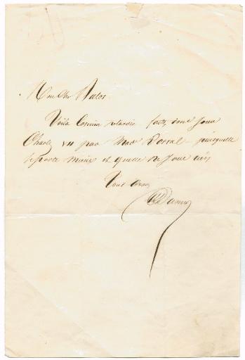 Lettre d'Alexandre Dumas père à Ducos