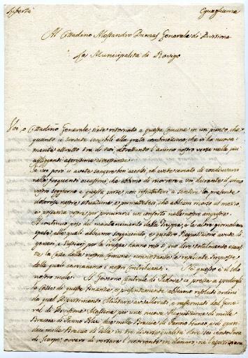Lettre de la municipalité de Rovigo au général Dumas