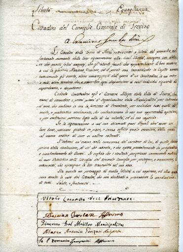 Lettre des citoyens du Conseil Général de Trévise au général Dumas
