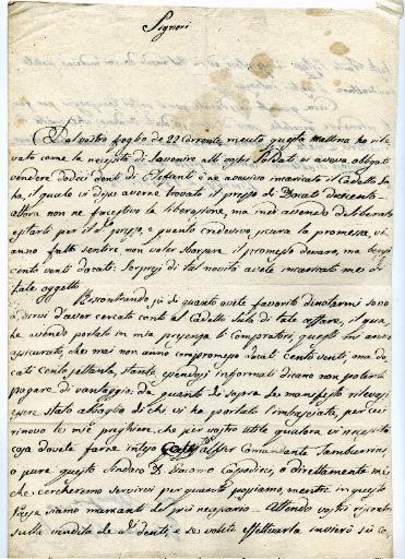 Lettre de Brindisi en date du 23 septembre 1800