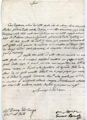 Lettre de Brindisi en date du 4 janvier 1801