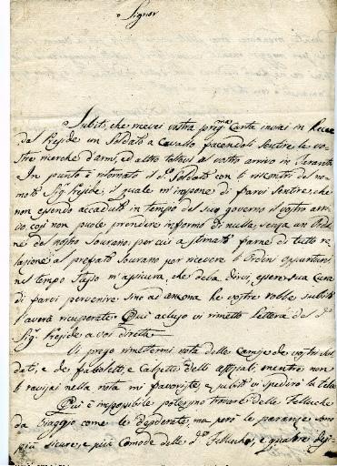 Lettre de Brindisi en date du 7 mars 1801