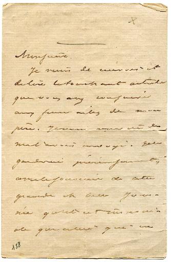 Lettre d'Alexandre Dumas fils à René Fossé d'Arcosse à propos des funérailles de son père à Villers-Cotterêts