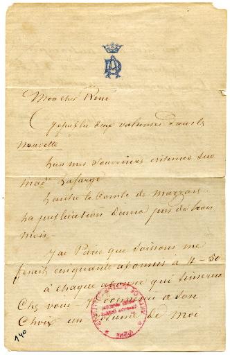 lettre d'Alexandre Dumas