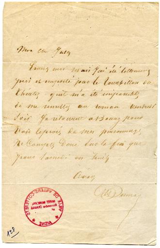 lettre d'Alexandre Dumas