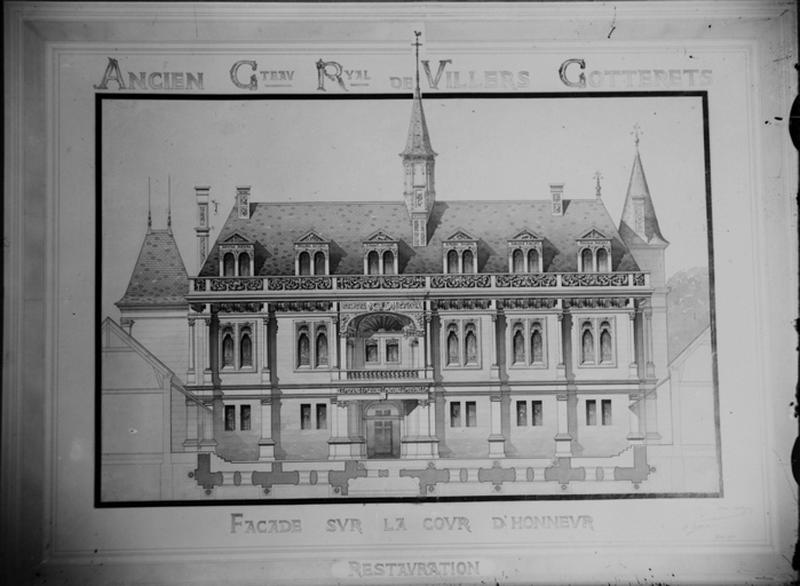 gravure de l'ancien château royal de Villers-Cotterêts - façade