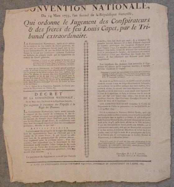 Décret de la Convention Nationale du 14 mars 1793
