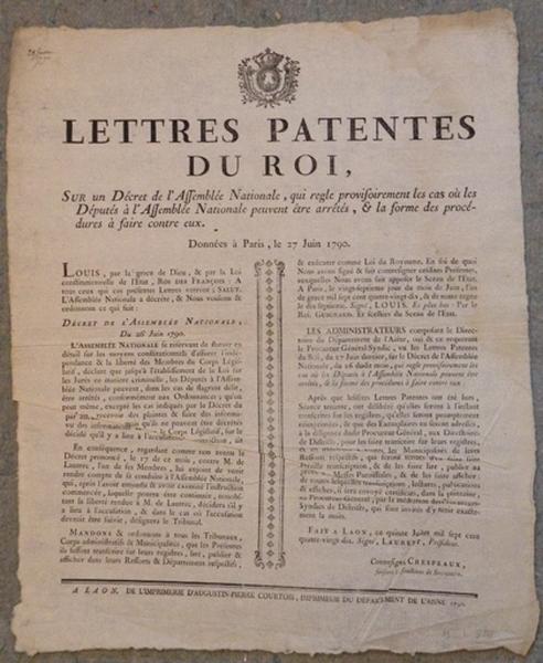 Lettres patentes du roi du 27 juin 1790