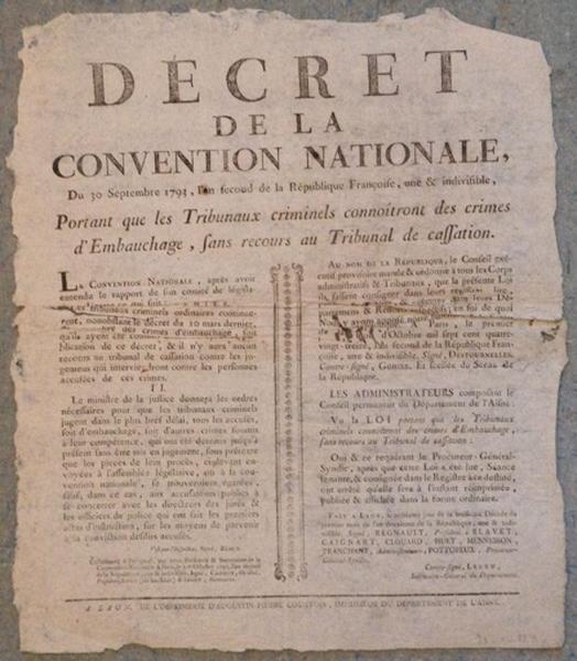 Décret de la Convention Nationale du 30 septembre 1793