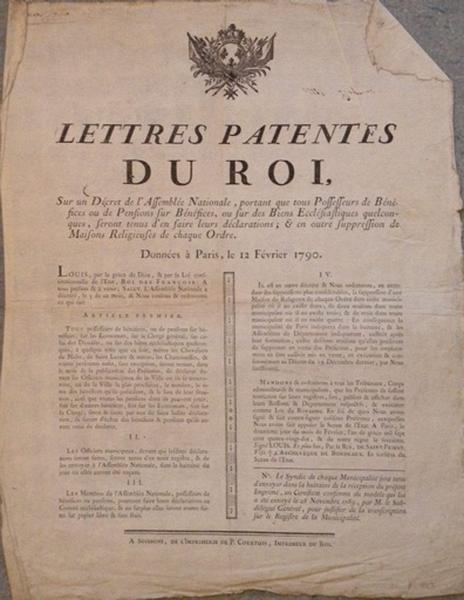 Lettres patentes du Roi du 12 février 1790