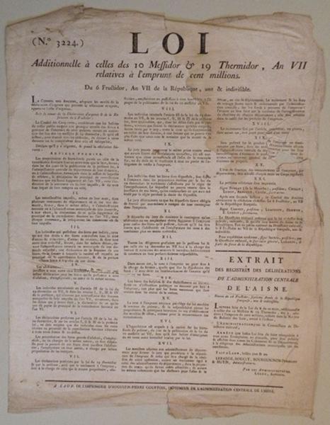 Loi additionnelle à celles des 10 Messidor et 19 Thermidor an VII