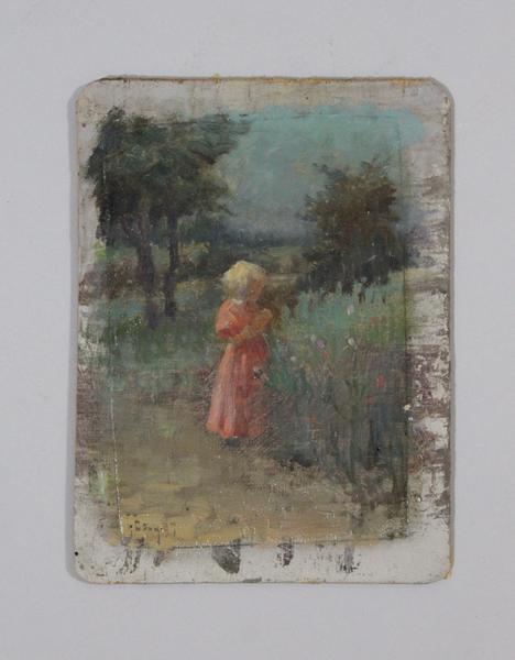 Petite fille en robe rose (titre factice)