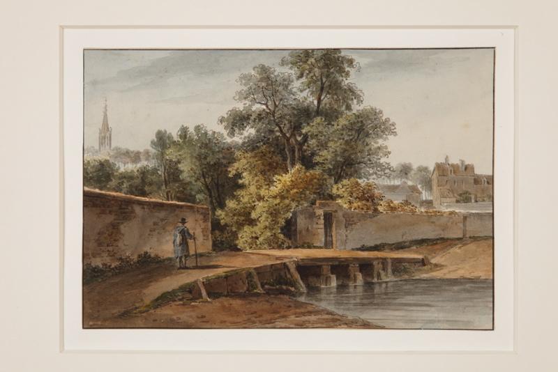 Chemin à Villevert, le clocher de la cathédrale de Senlis dans le lointain