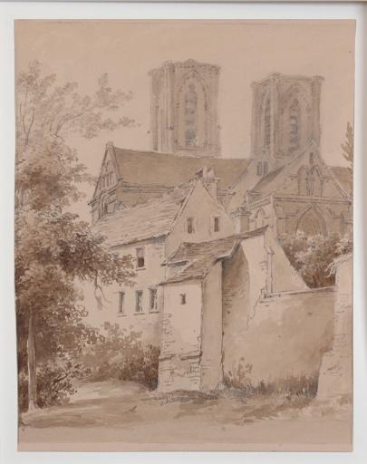 Vue de la ville haute de Laon, avec en arrière-plan l'église Saint-Martin [titre factice]