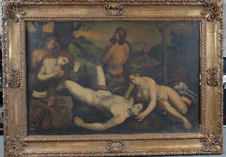 Adam et Eve autour d'Abel mort