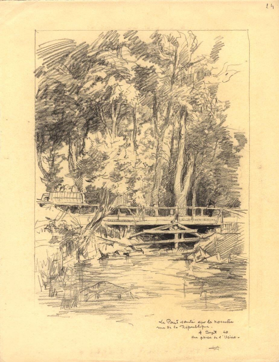 Pont bombardée sur la Nonette à Senlis