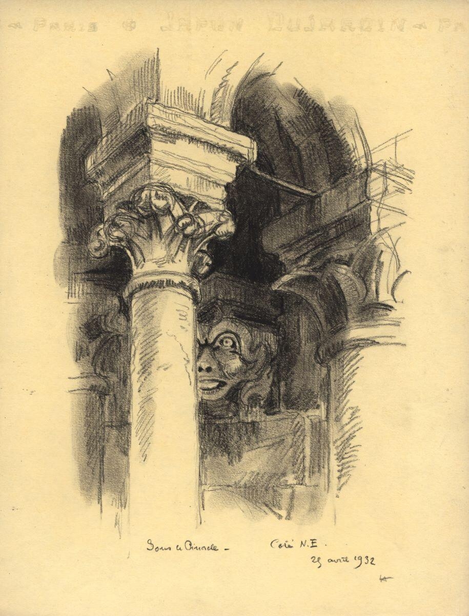 Arcature sous le 2e étage du pinacle, façade principale de la cathédrale de Senlis