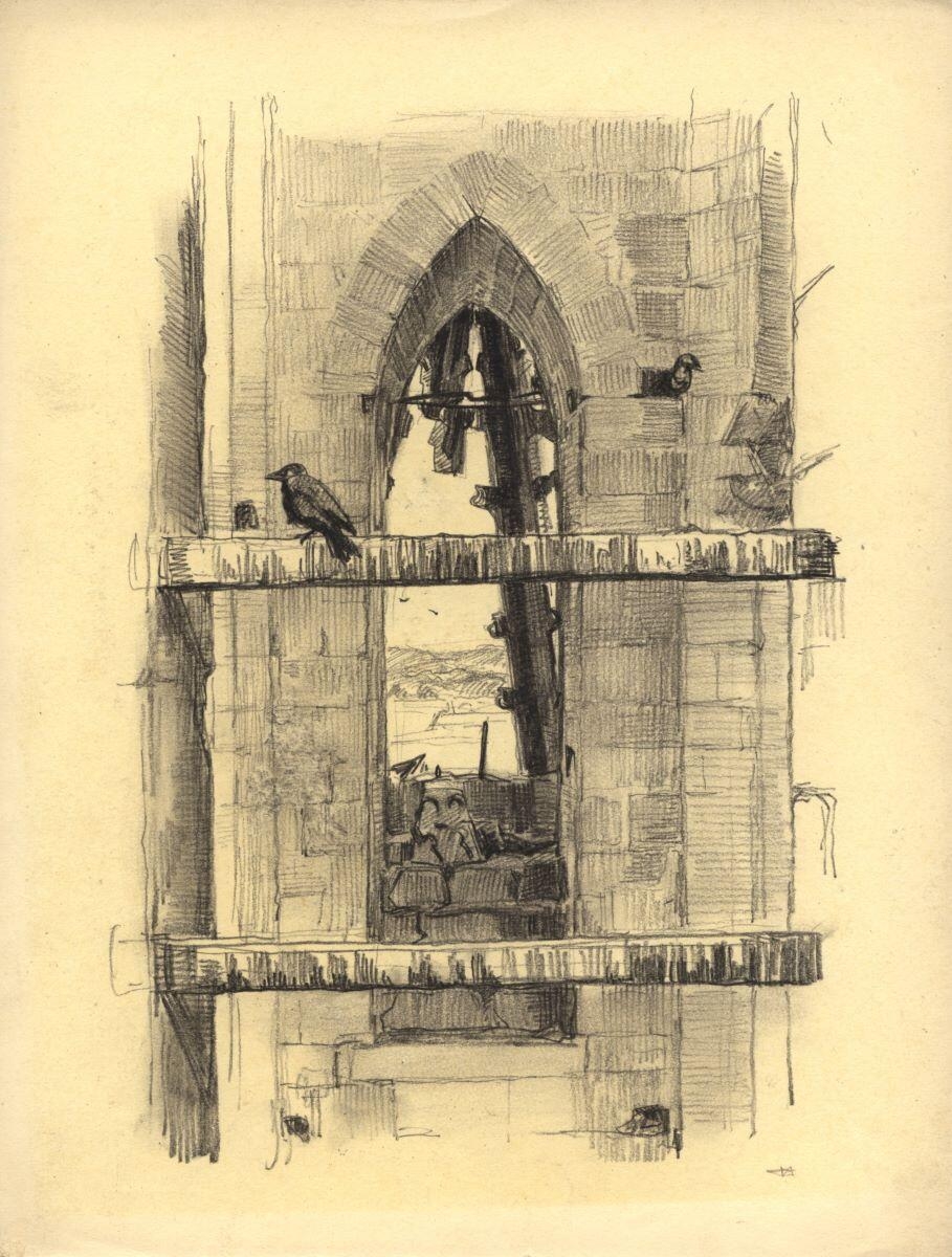 Vue de l’intérieur du 2e étage du pinacle de la cathédrale de Senlis